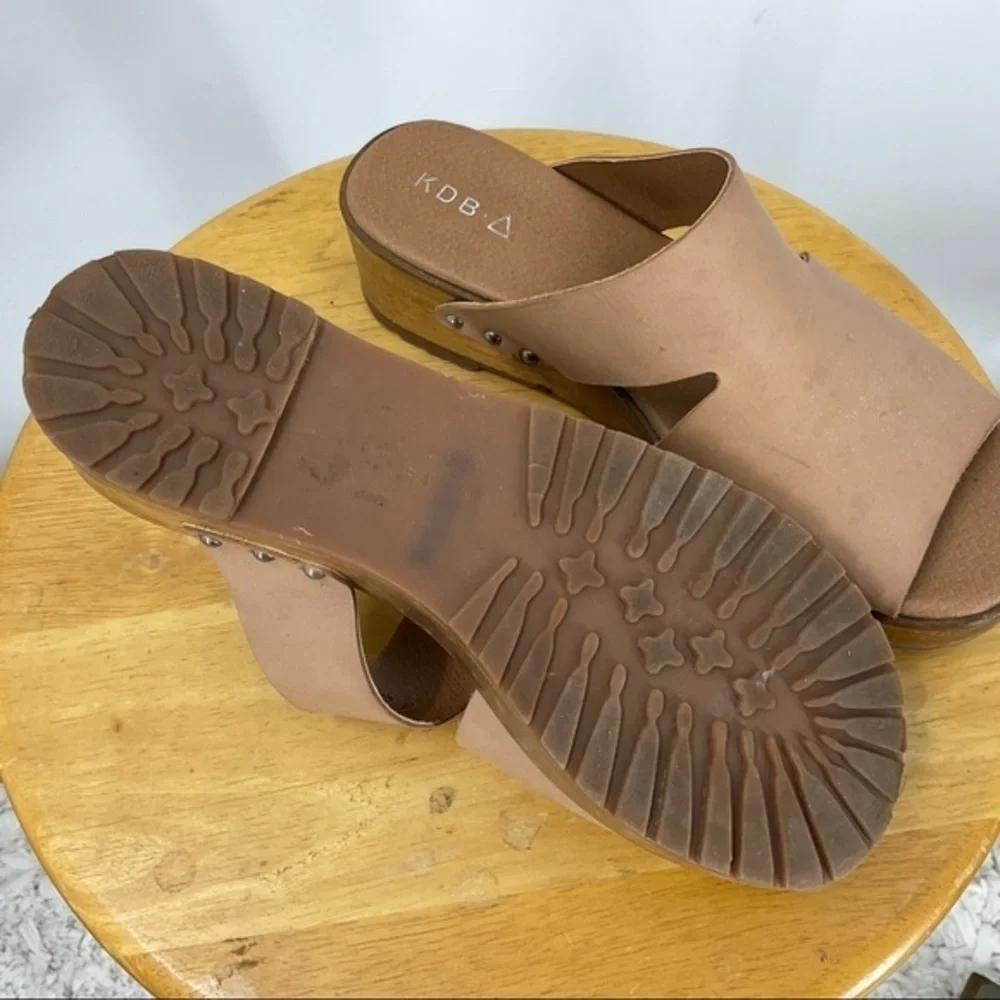KDB Kelsi dagger leather wood platform sandal 7